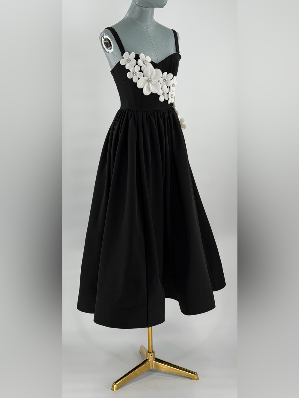 🆕 BRONX & BANCO 🧿 NWOT Inara Floral Midi Dress, Black & White - Sz XS US 2 - Picture 5 of 17